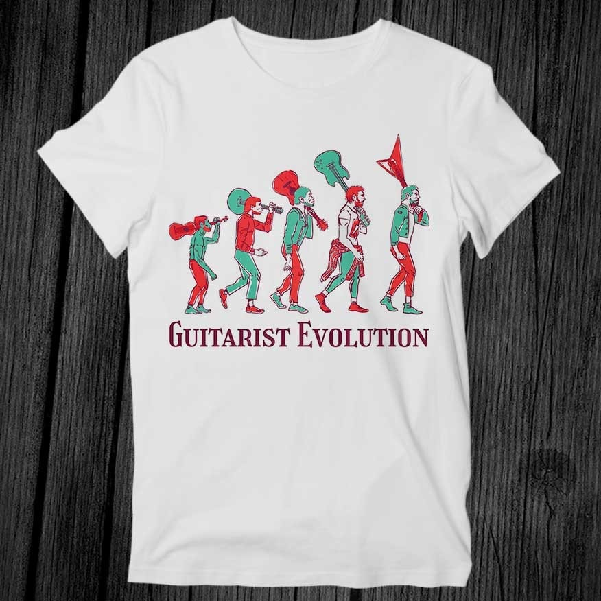 Gitarrist Evolution T Shirt Unisex Erwachsene Männer Damen Geschenk Cool Musik Mode Top Vintage Retro T-Shirt G367 von teeAXE