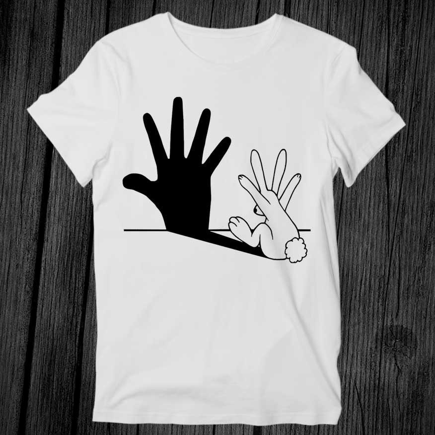 Hase Hand Schatten T Shirt Unisex Erwachsene Herren Damen Geschenk Cool Musik Mode Top Vintage Retro T-Shirt G384 von teeAXE