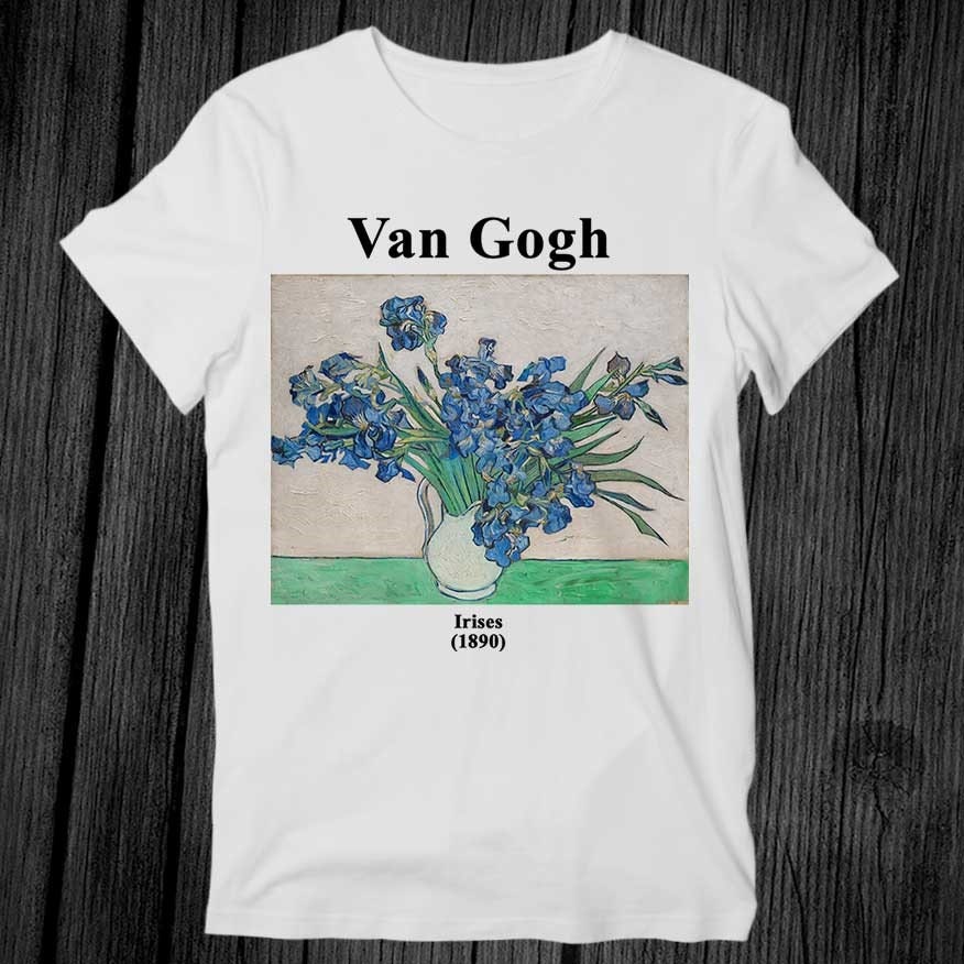 Vincent Van Gogh Irises 1890 Paint Art T Shirt Unisex Erwachsene Damen Geschenk Cool Musik Mode Top Vintage Retro T-Shirt G323 von teeAXE