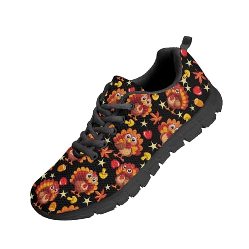 teeinprint Halloween-Sneaker für Damen und Herren, atmungsaktives Netzgewebe, Schnürschuhe, Wanderschuhe für Joggen, Tennis, Sport, Fitnessstudio, Thanksgiving Türkei, 37 EU von teeinprint