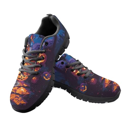 teeinprint Halloween-Wanderschuhe für Damen und Herren, atmungsaktives Netzgewebe, zum Reinschlüpfen, Lauf-Sneaker, Outdoor-Schnürschuh, Halloween Geist, 42 EU von teeinprint