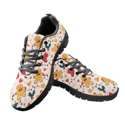 teeinprint Halloween-Wanderschuhe für Damen und Herren, atmungsaktives Netzgewebe, zum Reinschlüpfen, Lauf-Sneaker, Outdoor-Schnürschuh, Weihnachtslebkuchenmann, 43 EU von teeinprint