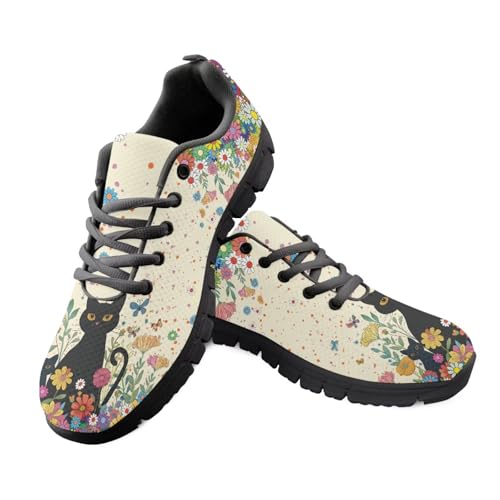 teeinprint Laufschuhe für Damen, lässig, Schnürung, Walking-Sneaker, atmungsaktives Netzgewebe, Slip-On-Sneaker, Schwarze Katzenblume, 37 EU teeinprint Laufschuhe für Damen, lässig, Schnürung, Walking-Sneaker, atmungsaktives Netzgewebe, Slip-On-Sneaker, Schwarze Katzenblume, 37 EU von teeinprint