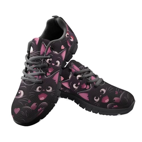 teeinprint Laufschuhe für Damen, lässig, Schnürung, Walking-Sneaker, atmungsaktives Netzgewebe, Slip-On-Sneaker, Schwarzer Katzenaufdruck, 41 EU teeinprint Laufschuhe für Damen, lässig, Schnürung, Walking-Sneaker, atmungsaktives Netzgewebe, Slip-On-Sneaker, Schwarzer Katzenaufdruck, 41 EU von teeinprint