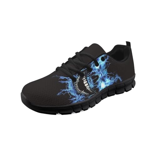 teeinprint Laufschuhe für Damen und Herren, lässig, Schnürung, Walking-Sneaker, atmungsaktives Netzgewebe, zum Reinschlüpfen, Tennis-Turnschuhe, Skull Blue Fire Flame, 43 EU teeinprint Laufschuhe für Damen und Herren, lässig, Schnürung, Walking-Sneaker, atmungsaktives Netzgewebe, zum Reinschlüpfen, Tennis-Turnschuhe, Skull Blue Fire Flame, 43 EU von teeinprint