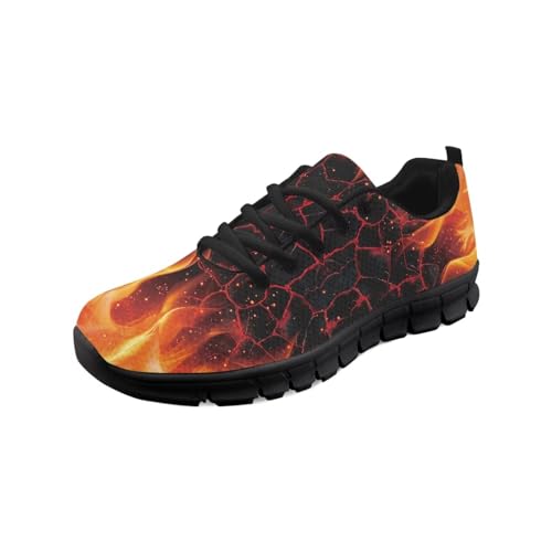 teeinprint Laufschuhe für Herren, atmungsaktiv, Netzstoff, Slip-On-Sneaker, lässiger Schnürschuh, Mit Feuerflammen bedruckt, 38 EU von teeinprint