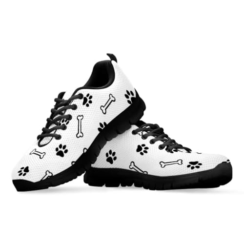 teeinprint Sneakers für Damen und Herren, atmungsaktives Netzgewebe, Schnürschuhe, Wanderschuhe, Outdoor, Joggen, Tennis, Hundepfotenmotiv, 41 EU von teeinprint