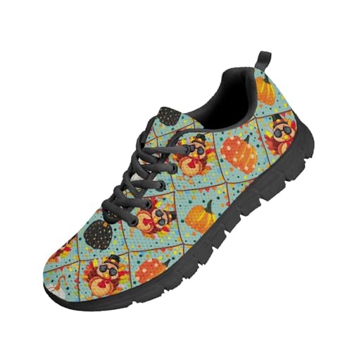 teeinprint Thanksgiving-Laufschuhe für Herren, atmungsaktives Netzgewebe, Slip-On-Sneaker, lässiger Schnürschuh, Thanksgiving-Truthahn-Muster, 40 EU von teeinprint
