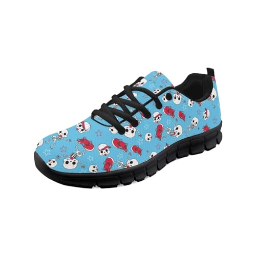 teeinprint Wanderschuhe für Damen und Herren, bequem, Netzstoff, Slipper, Laufschuhe, Sneaker, Outdoor-Sport, Fitnessschuh, Totenkopf-Aufdruck, 41 EU von teeinprint