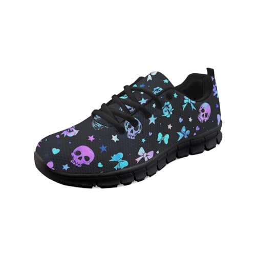 teeinprint Wanderschuhe für Damen und Herren, bequem, Netzstoff, Slipper, Laufschuhe, Sneaker, Outdoor-Sport, Fitnessschuh, Totenkopf-Fliege, 40 EU von teeinprint