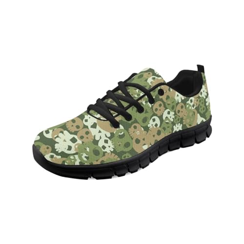 teeinprint Wanderschuhe für Damen und Herren, bequem, Netzstoff, Slipper, Laufschuhe, Sneaker, Outdoor-Sport, Fitnessschuh, Totenkopf-Tarnmuster, 42 EU von teeinprint