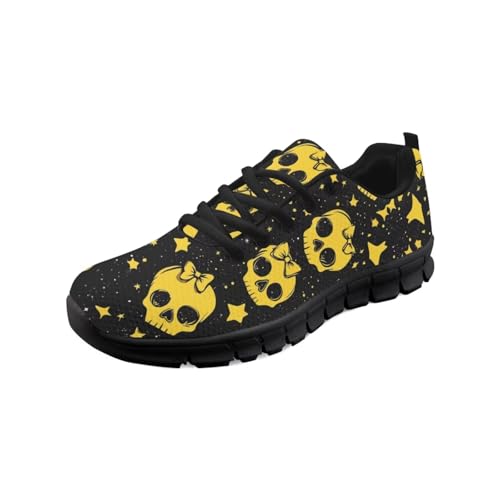 teeinprint Wanderschuhe für Damen und Herren, bequem, Netzstoff, Slipper, Laufschuhe, Sneaker, Outdoor-Sport, Fitnessschuh, Totenkopfmuster, 38 EU von teeinprint