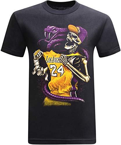 Forever Legend Los Angeles Jersey 24 Shirt LA Basketball Sports Fan Graphic Tees Rundhals Kurzarm Herren T-Shirts - Schwarz - Groß von tees geek