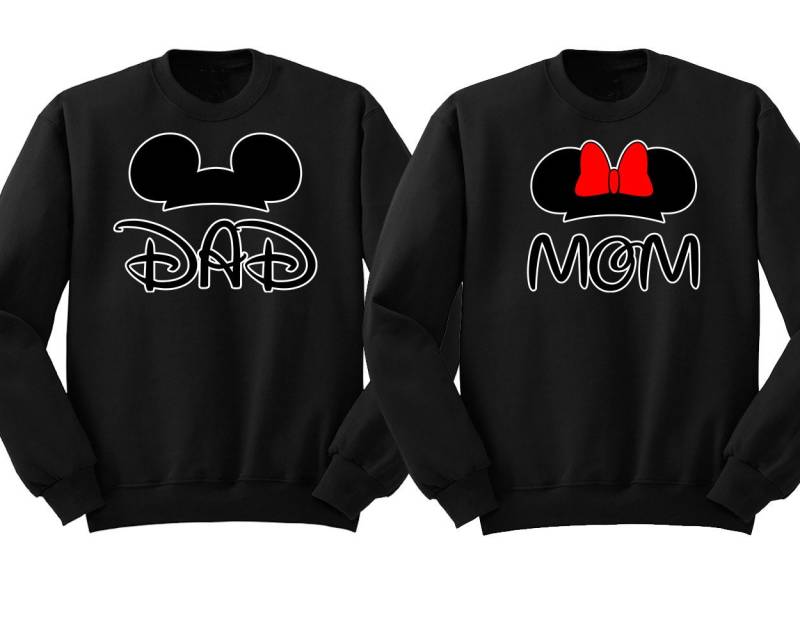 Dad Mom Cartoon Shirt, Unisex Paar Passende Kurze Ärmel Sweatshirt, Broken Heart Love Weich & Bequem, Baumwolle Crewneck von teesbycartoon