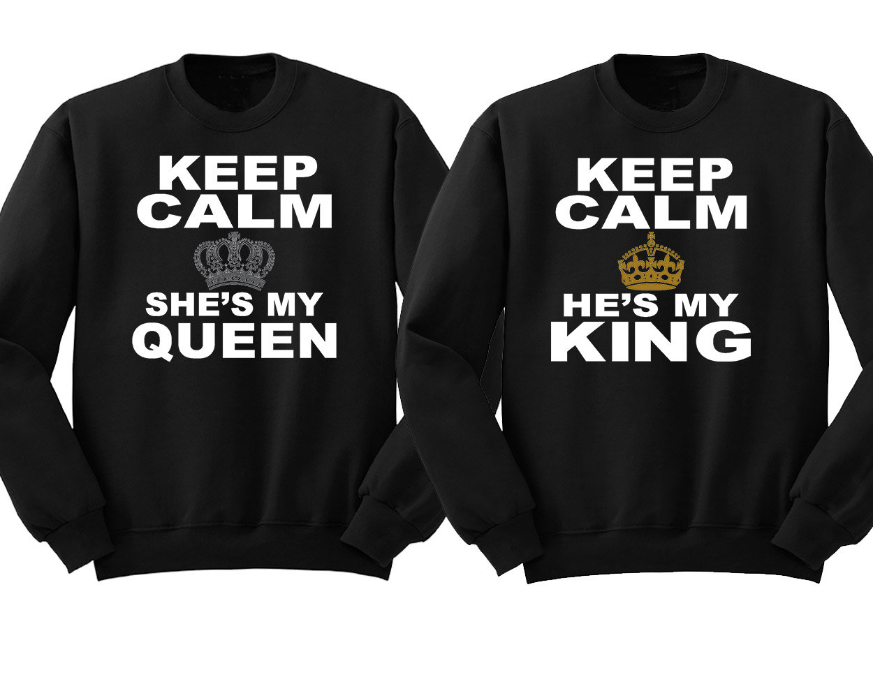 Halten Sie Ruhig Er Ist Mein König Meine Königin Crewneck Gebrochen Herz Liebe Paar Sweatshirt Pullover von teesbycartoon