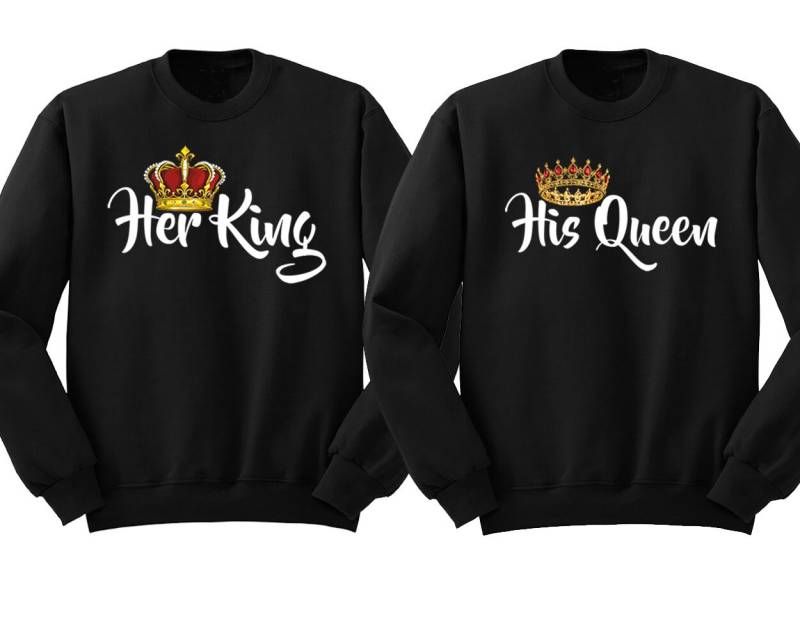Her King His Queen Paar Passendes Sweatshirt, Valentinstag, Liebespaar Lustige Custom Tees, Fashion Style, Jahrestag Geschenk von teesbycartoon