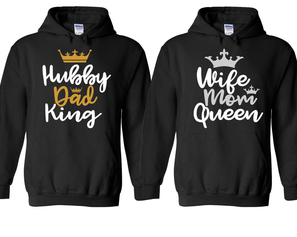 Hubby Dad König Frau Mom Königin Paar Passende Hoodie Gebrochen Herz Liebe Sweatshirt Kapuzen von teesbycartoon