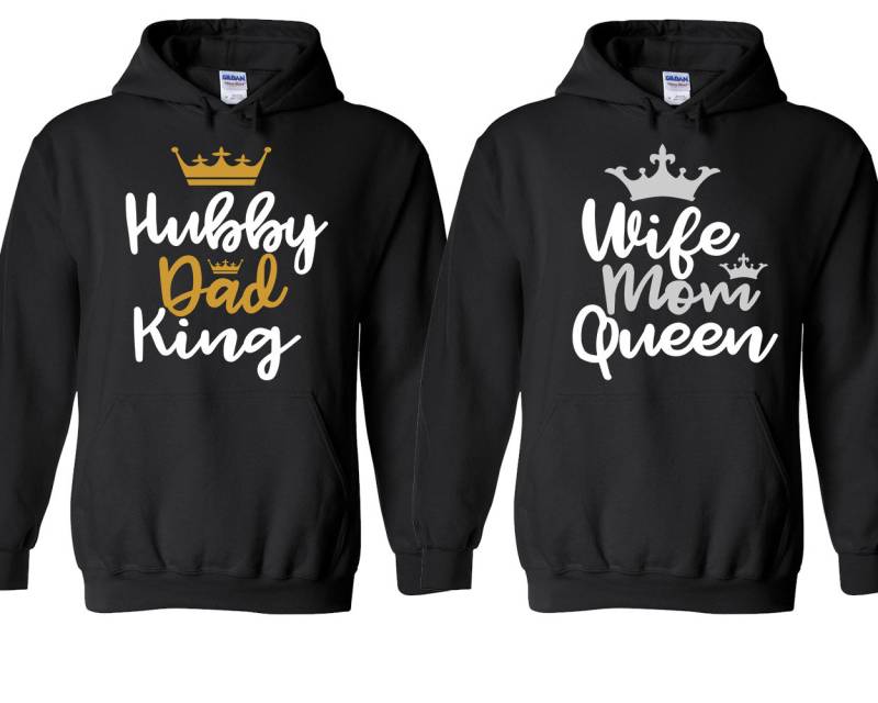 Hubby Dad König Frau Mom Königin Paar Passende Hoodie Gebrochen Herz Liebe Sweatshirt Kapuzen von teesbycartoon
