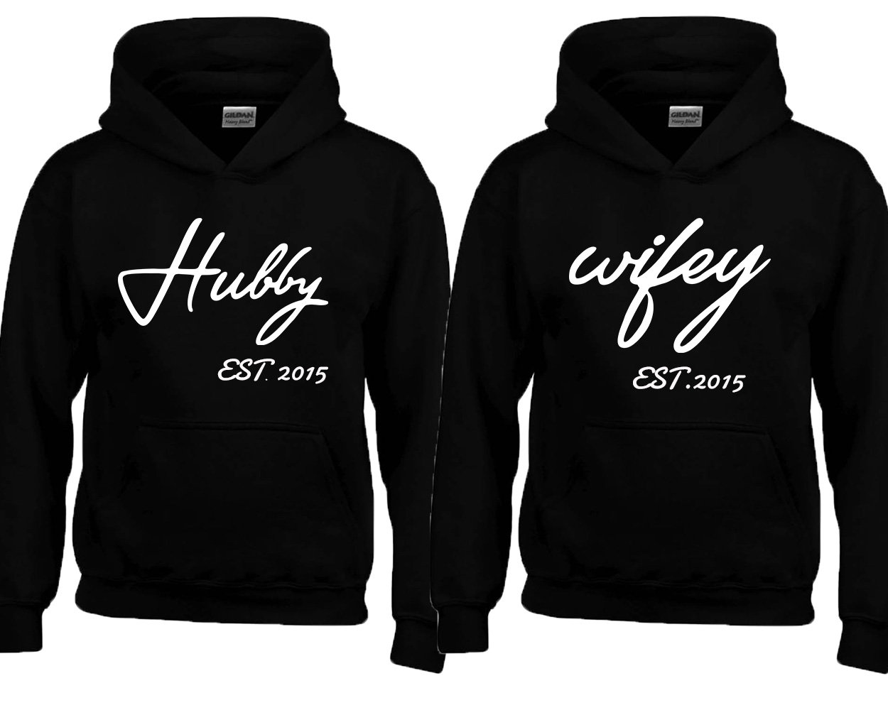 Hubby Wifey Paar Hoodie Passende Paare Add Ihr Datum Benutzerdefinierte Hochzeit Sweatshirt Hoodie von teesbycartoon