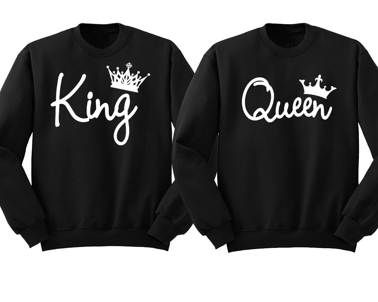 König Königin Weiß Mode Stil Crewneck Gebrochen Herz Liebe Paar Sweatshirt Pullover von teesbycartoon