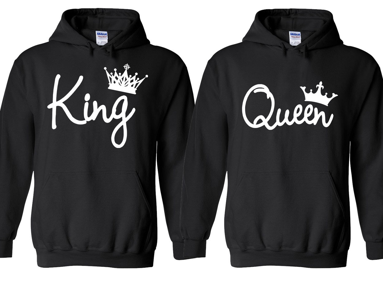 König Königin Weiß Mode Stil Paar Passende Hoodie Gebrochen Herz Liebe Sweatshirt Kapuzen von teesbycartoon