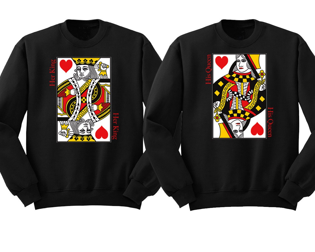 Poker König Königin Crewneck Gebrochenes Herz Liebe Paar Sweatshirt Pullover von teesbycartoon