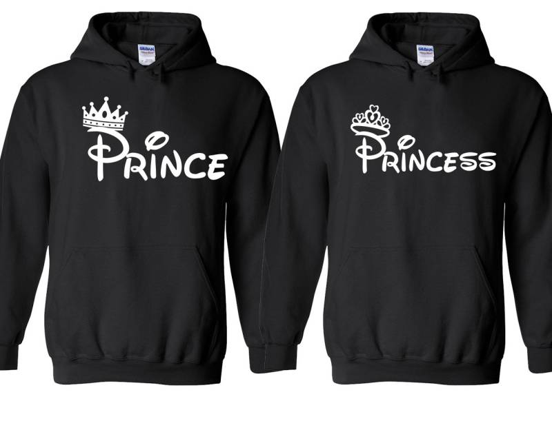 Prinz Prinzessin, Bedrucktes Hoodie, Unisex Paar Passender Weißer Modestil, Süße Sweatshirts, Liebespaar Weicher Stoff von teesbycartoon