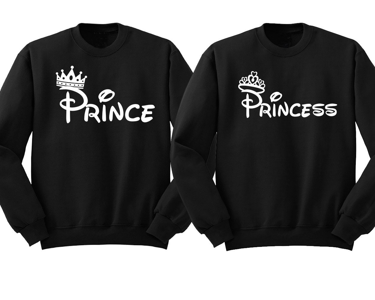 Prinz Prinzessin Weiß Mode Stil Crewneck Gebrochen Herz Liebe Paar Sweatshirt Pullover von teesbycartoon