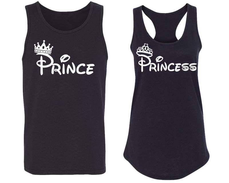 Prinz Prinzessin Weiß Mode Stil Passende Tank Top Gebrochen Herz Liebe Paar T-Shirt von teesbycartoon