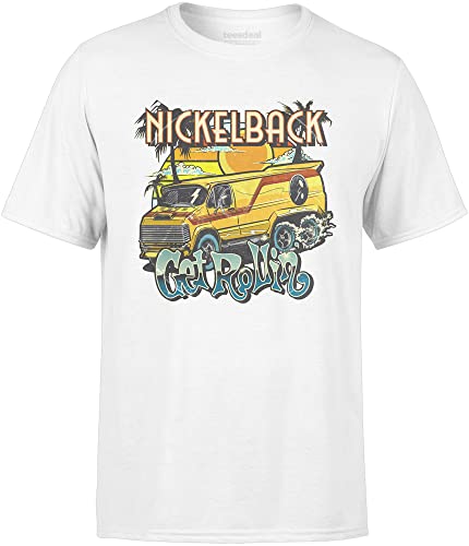 T-Shirt Nickelback Get Rollin Fan Rock Metall Herren Damen Weiß, weiß, L von teesdeal