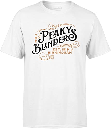 teesdeal T-Shirt Fan The Peaky 1919 Blinders Birmingham Herren Damen Weiß, weiß, XL von teesdeal