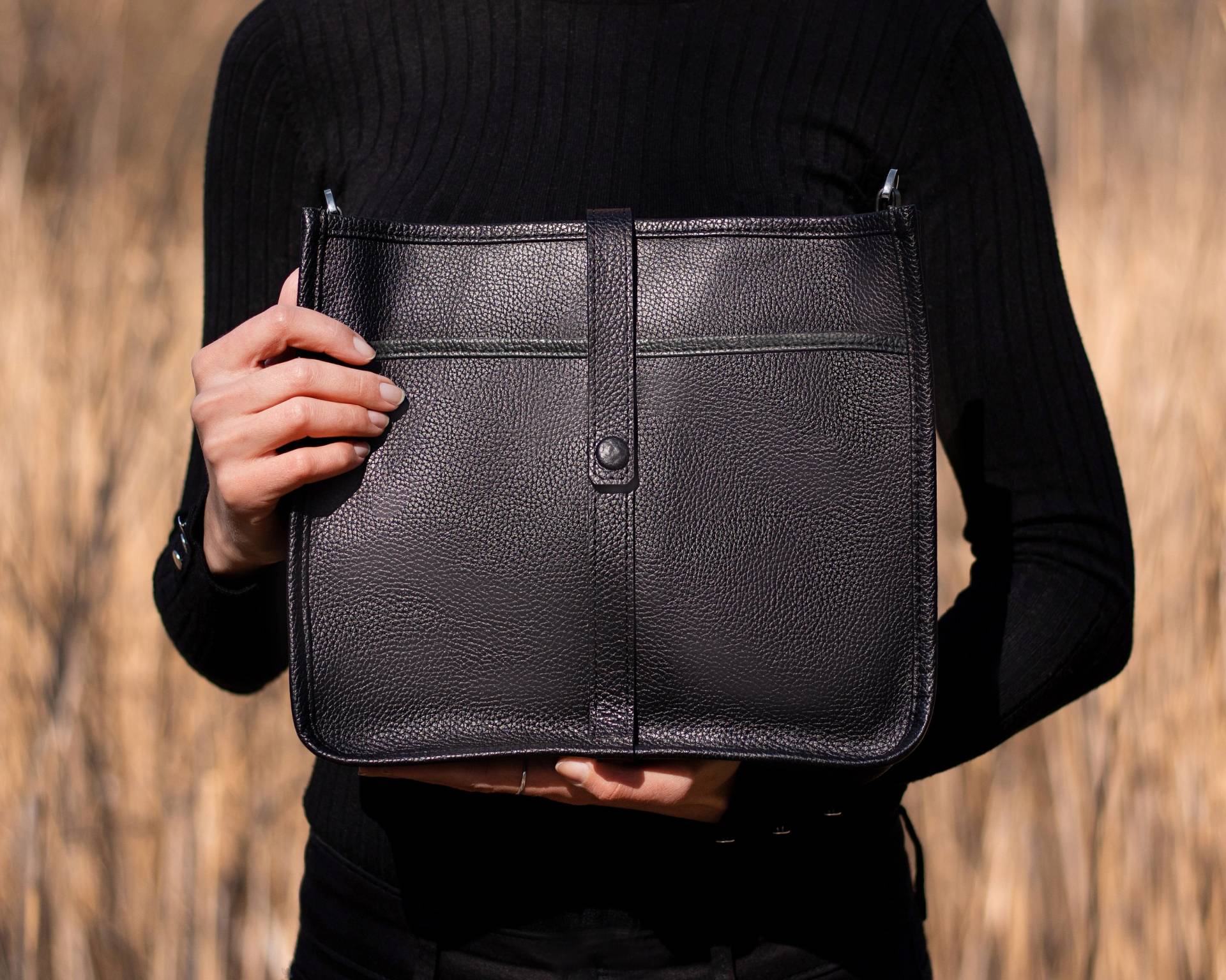 Schwarze Leder Umhängetasche, Damenhandtasche, Kleine Ledertasche Mit Verstellbarem Riemen, Reisetasche Schwarze Leder Umhängetasche, Damenhandtasche, Kleine Ledertasche Mit Verstellbarem Riemen, Reisetasche von tefia