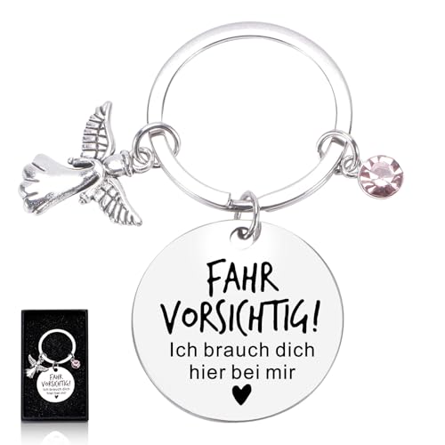 Fahr vorsichtig Schlüsselanhänger, Rundes Schlüsselband Mit Schutzengel-Anhänger, Autofahrer Geschenke Schlüsselanhänger, Geeignet für Alle Gelegenheiten Fahr vorsichtig Schlüsselanhänger, Rundes Schlüsselband Mit Schutzengel-Anhänger, Autofahrer Geschenke Schlüsselanhänger, Geeignet für Alle Gelegenheiten von teikart