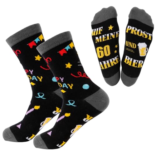 teikart Lustige Socken zum 60. Geburtstag für Männer - Geschenkideen mit Spruch für den 60. Geburtstag - 60.ter Geburtstag Mann Geschenke - Socken mit 18 cm Bundhöhe und 21 cm Fußlänge von teikart