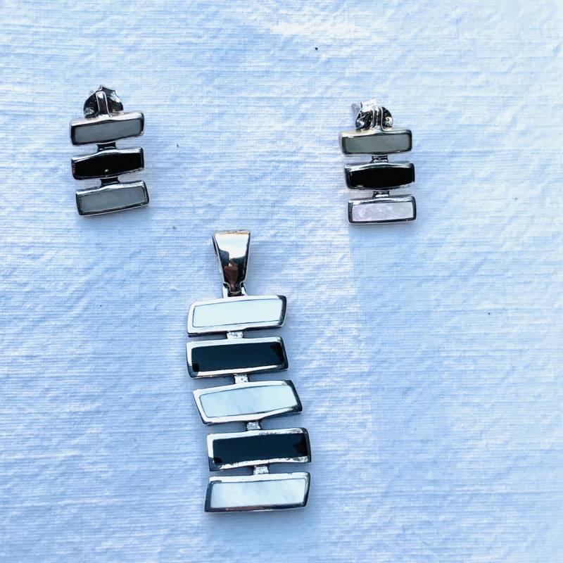 Anhänger Und Ohrstecker Perlmutt , 925Er Silber von tendenceByAngela