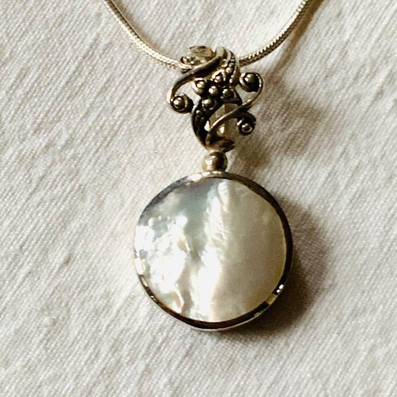 Runder Perlmutt Anhänger, 925Er Silber von tendenceByAngela