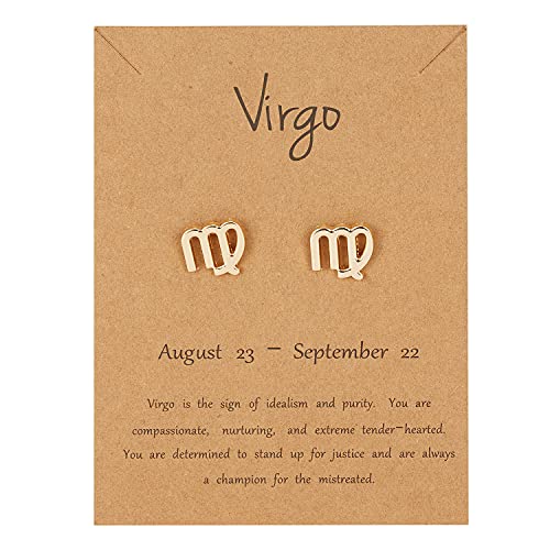 18 Karat vergoldete Sternzeichen-Ohrstecker, 12 Sternbilder, Astrologie-Karte, Verpackung, Horoskop, 18 Karat vergoldet, kleine Ohrstecker für Frauen, Geburtstag, Jahrestag, Freundschaft, exquisites von tenghong2021