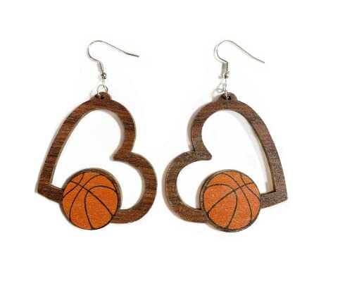 Sport-Ohrringe für Damen, Fußball, Basketball, Holz, Leopardenmuster, Quaste, für Urlaub, rund, Baseball, Fußball, Volleyball, baumelnde Ohrringe, Fans, Spieler, Schmuck, Holz, Kein Edelstein von tenghong2021