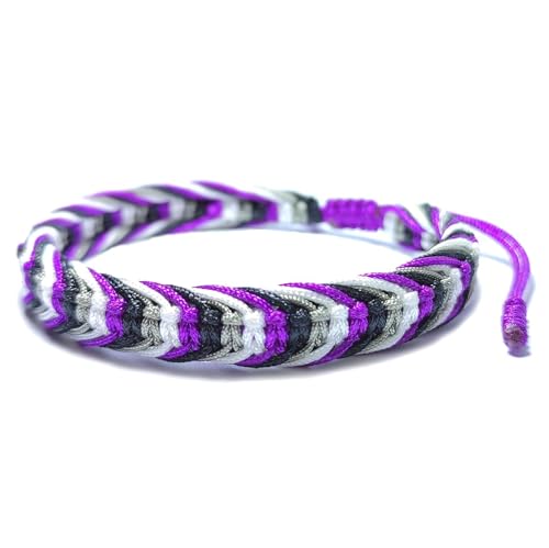 tenghong2021 LGBTQ Regenbogen Pride Armbänder für Frauen Männer Handgemachte Lose Rainbow Pride Parade Transgenderarmband Pansexuell Nicht Binär Asexuell Schwul & Lesbisch Makramee Stil, Small, Stoff von tenghong2021