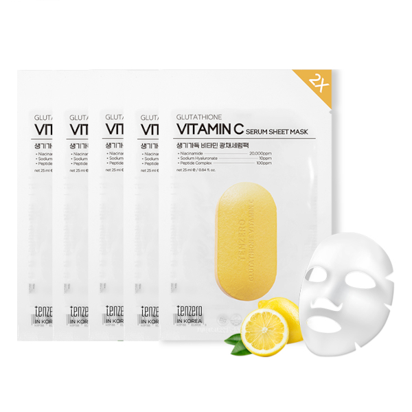 tenzero - 2X Glutathione Vitamin C Serum Sheet Mask - 5stücke von tenzero