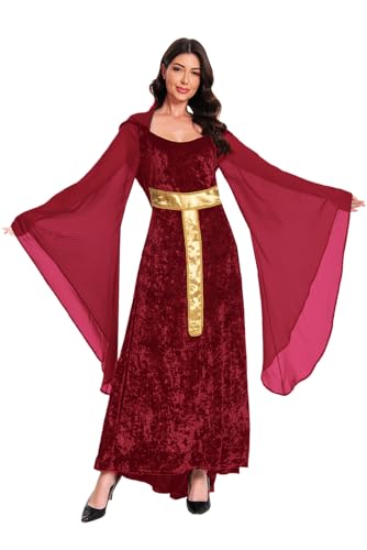 teobant Damen Mittelalter Kostüm Kleid, Renaissance Gothic Kleidung Viktorianisch Halloween Karneval L Rot von teobant