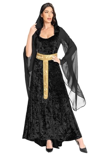 teobant Damen Mittelalter Kostüm Kleid, Renaissance Gothic Kleidung Viktorianisch Halloween Karneval S Schwarz von teobant