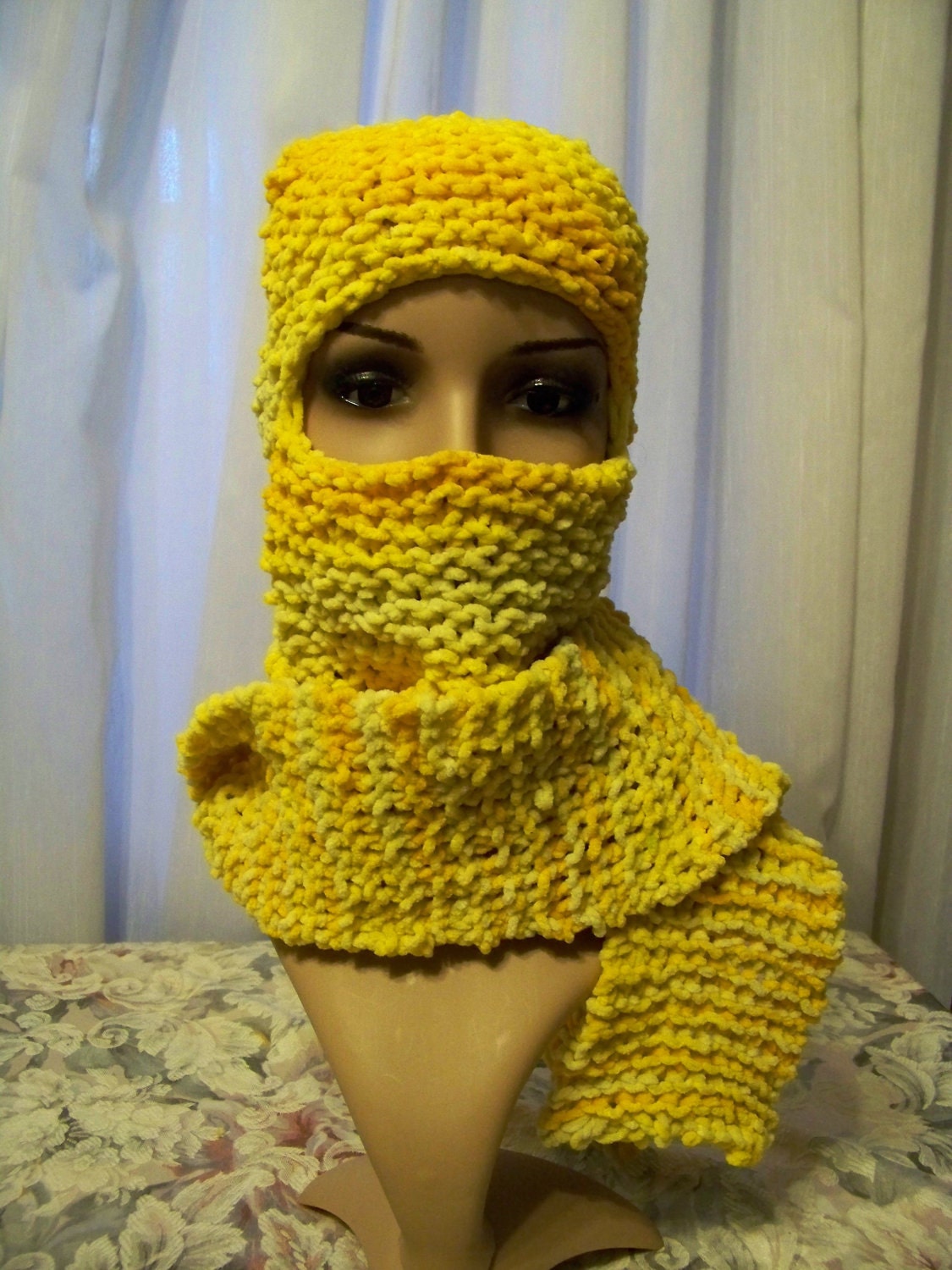 Banane Boot Balaklava Und Schal Stück in Baumwolle Chenille Banane Boot Balaklava Und Schal Stück in Baumwolle Chenille von teresab4332