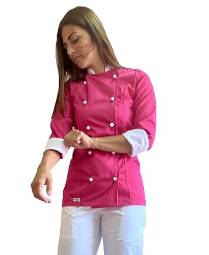 tessile astorino Personalisierte Kochjacke für Damen, Kasack für Küche, Fuchsia/Weiß, für Restaurant, Pizzeria, Hotel, Konditorei, Arbeitskleidung, Fuchsia und Weiß, X-Large tessile astorino Personalisierte Kochjacke für Damen, Kasack für Küche, Fuchsia/Weiß, für Restaurant, Pizzeria, Hotel, Konditorei, Arbeitskleidung, Fuchsia und Weiß, X-Large von tessile astorino