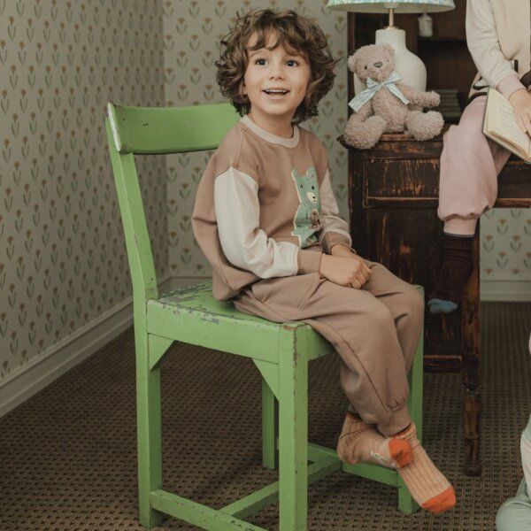tetoi-vienna TENCEL kuscheliges Kinder Sweatshirt Hose Set "Alpenflausch Bär" von tetoi-vienna