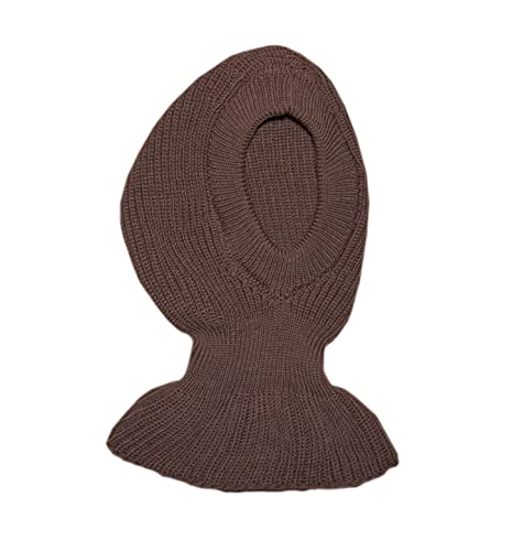 100% Merino Wolle Balaclava Hut Mütze Schal Gestrickt Schafswolle Erwachsene Frauen Männer Unisex Brown von tevirP