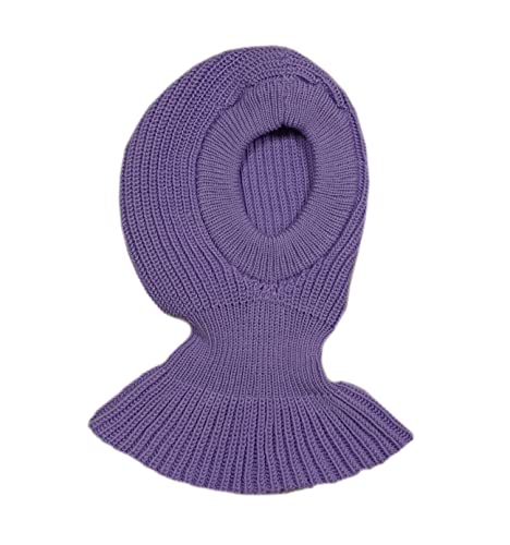 100% Merino Wolle Balaclava Hut Mütze Schal Gestrickt Schafswolle Erwachsene Frauen Männer Unisex Lilac von tevirP