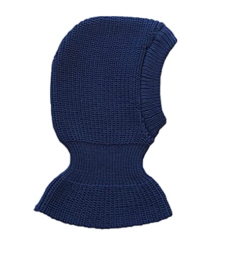 100% Merino Wolle Balaclava Wintermütze Baby Kinder Mädchen Junge Gestrickt L Dark blue von tevirP