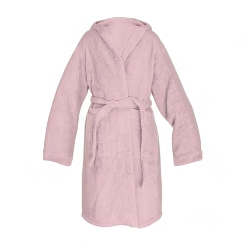 Tex family Bademantel Hi Tech aus Baumwoll-Frottee für Kinder und Mädchen mit Kapuze, 400 g/m², hergestellt in Italien, Rosa (hell), 10 Jahre von tex family