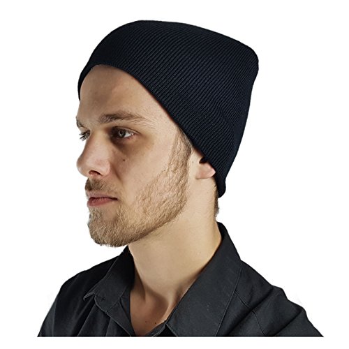 GIDUTEX Wasserabweisende Wintermütze Beanie Midnight Black Schwarz Strick Skimütze für Herren von GIDUTEX